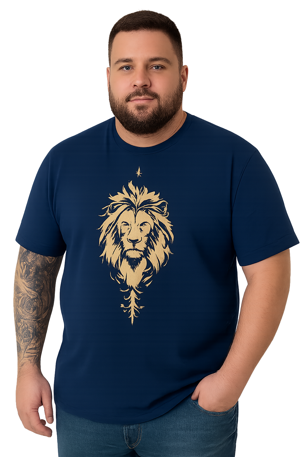 Camiseta Masculina P ao G5 Camisa em Algodão Tecido Premium Leão Flecha Lançamento