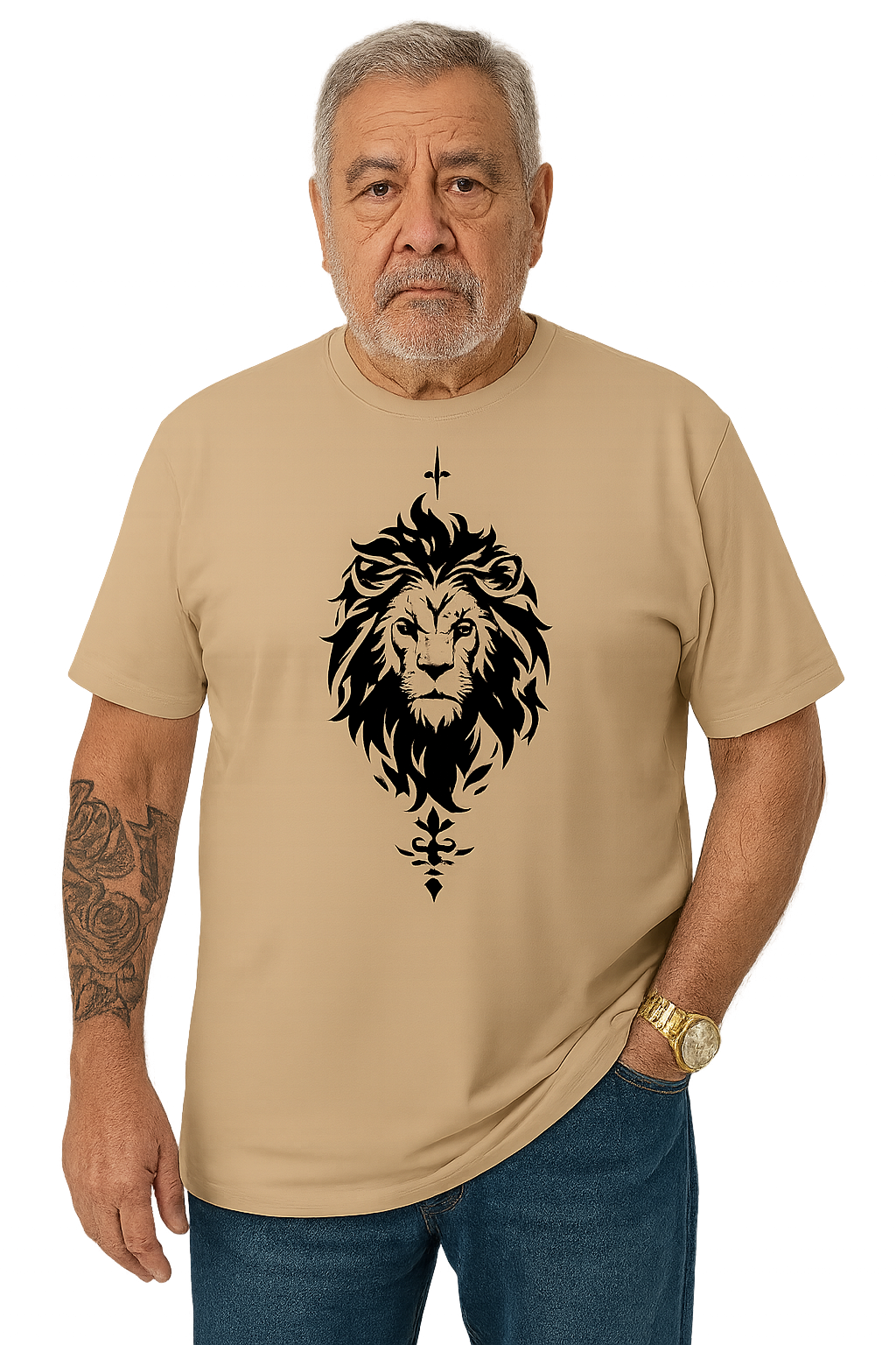 Camiseta Masculina P ao G5 Camisa em Algodão Tecido Premium Leão Flecha Lançamento