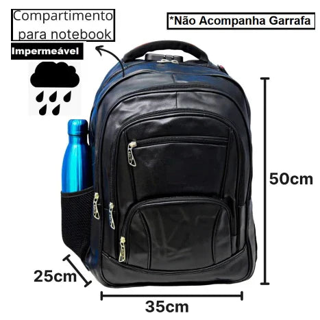 Mochila Masculina Unissex Grande de Couro