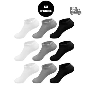 Kit com 12 Meias Soquete Unissex Cano Curto
