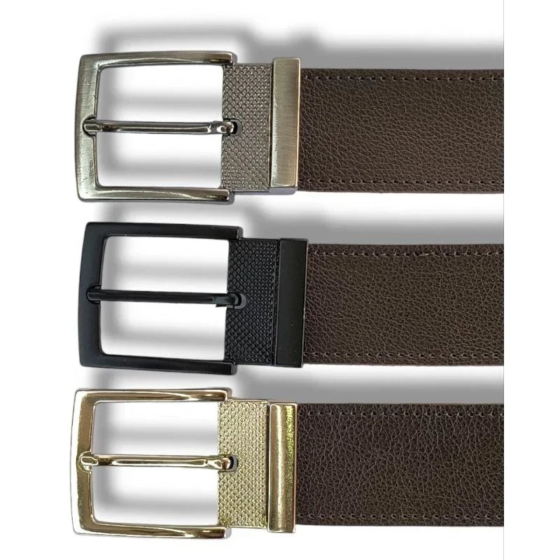 Kit 2 Cintos Masculinos Couro Sintético - 125 CM / TAMANHO AJUSTÁVEL.