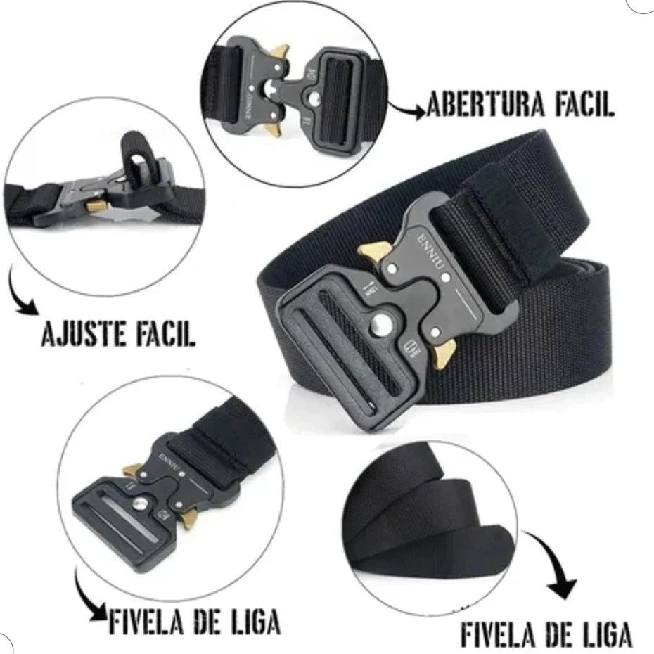 Kit 3 Cintos Preto Marrom Verde Moda Cinto Largo Masculino Nylon Fivela Liga de Zinco e Engate Rápido