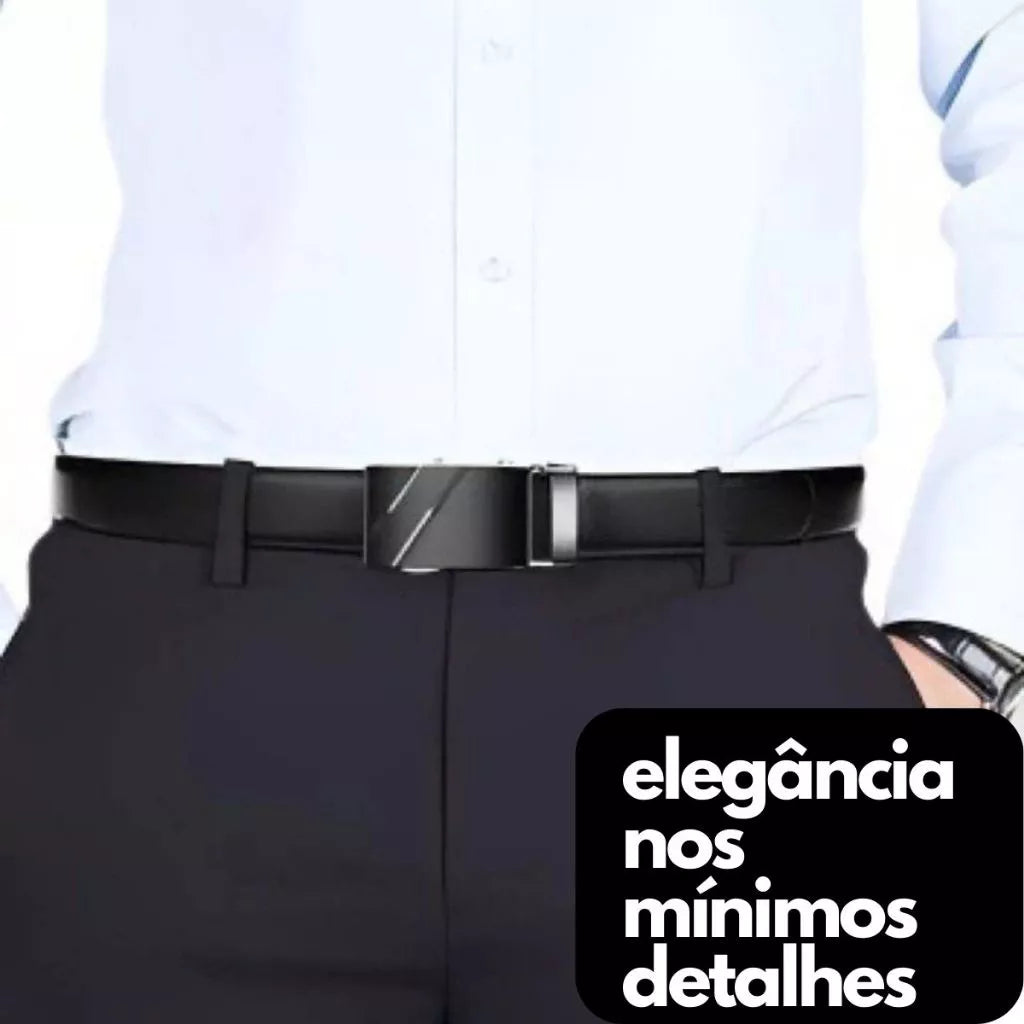 Cinto Social De Luxo Masculino Em Couro Fivela Automática