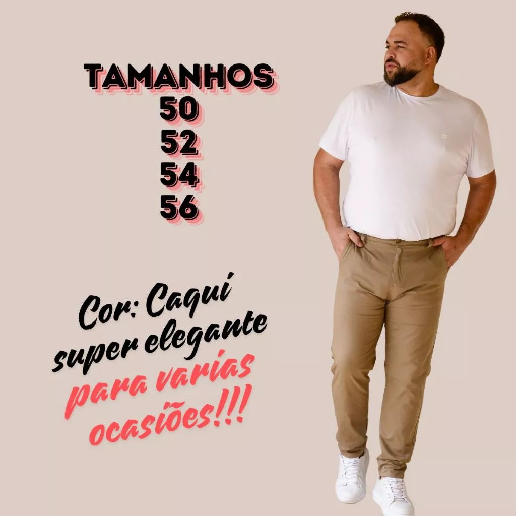 Calça Plus Size Masculina Sport Fino com Lycra Alta Qualidade tamanhos Especiais 50 52 54 56