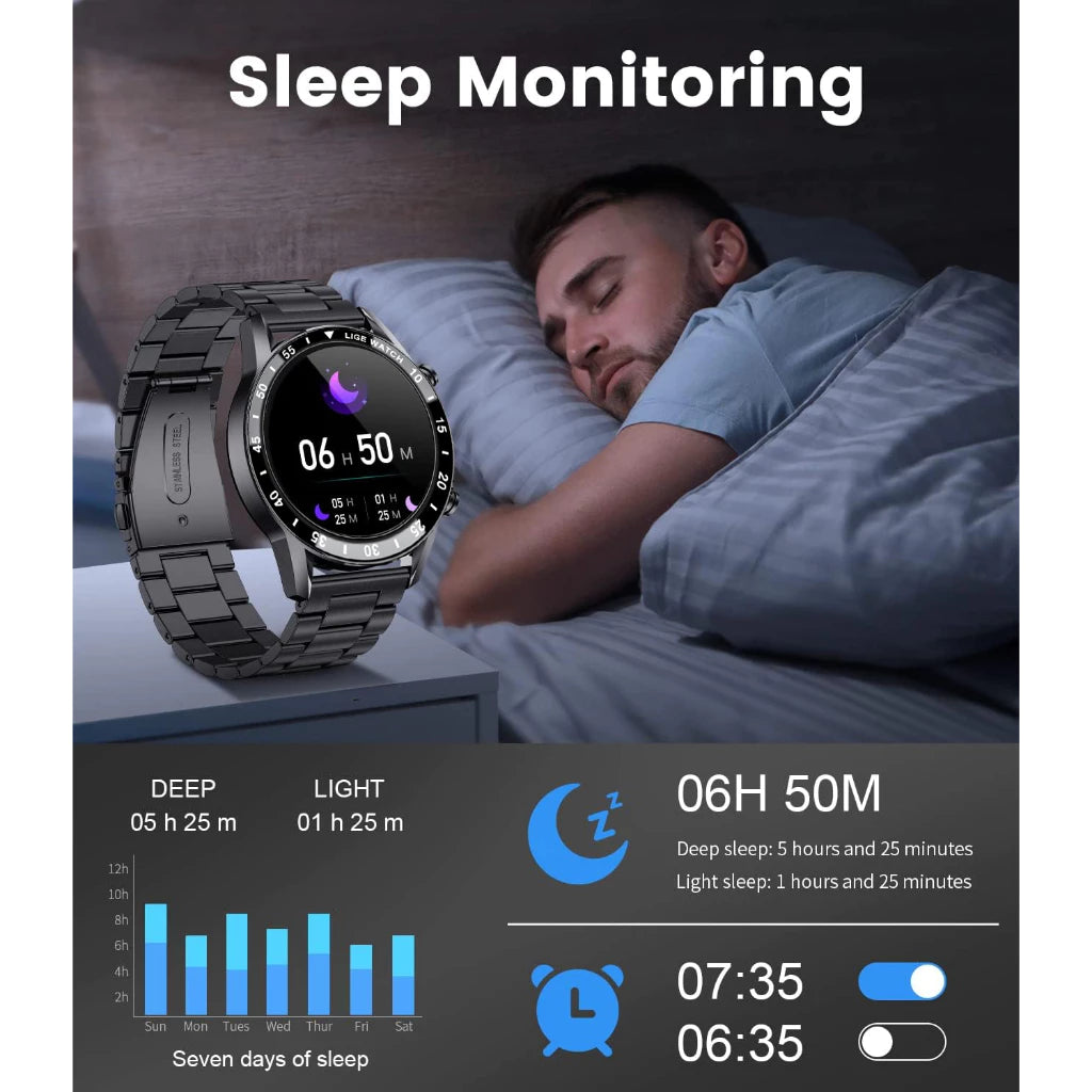 LIGE Smartwatch Relógio Inteligente Monitor De Frequência Cardíaca Para Homens Atividade Masculina Com Aço À Prova D'água Ao Ar Livre