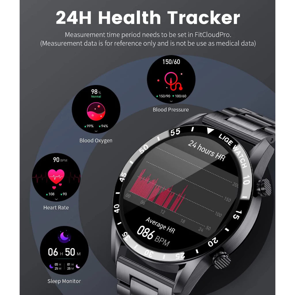 LIGE Smartwatch Relógio Inteligente Monitor De Frequência Cardíaca Para Homens Atividade Masculina Com Aço À Prova D'água Ao Ar Livre