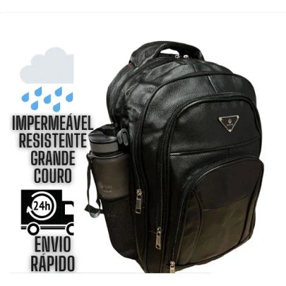 Mochila Masculina Unissex Grande de Couro
