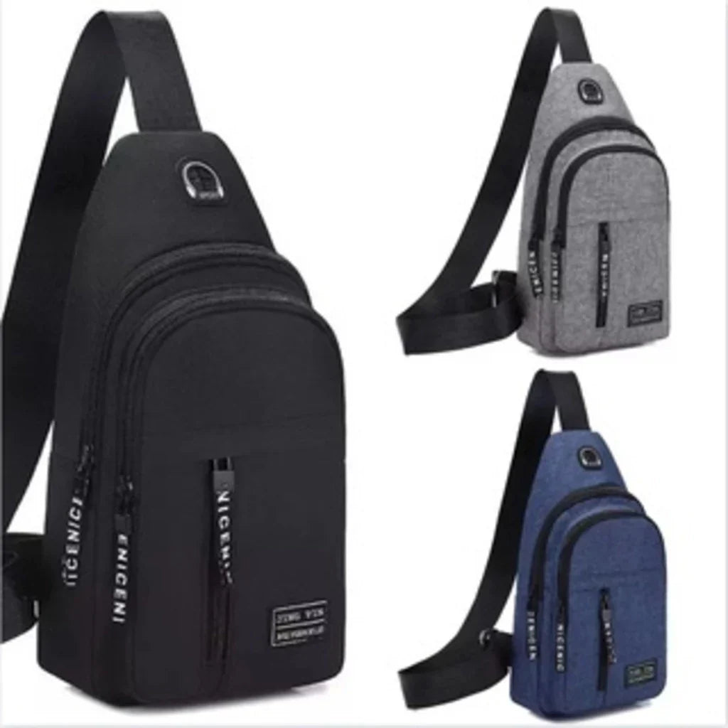 Bolsa de Ombro Masculina Anti-Roubo com Carregador USB