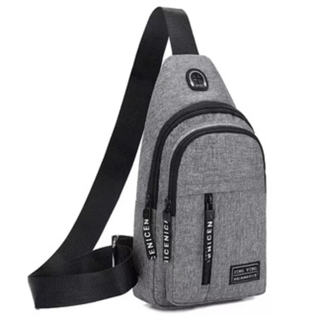 Bolsa de Ombro Masculina Anti-Roubo com Carregador USB